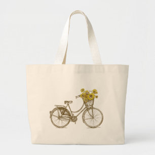 Tassen met vintage fiets met zonnebloemen mand tas
