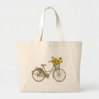 Tassen met vintage fiets met zonnebloemen mand tas