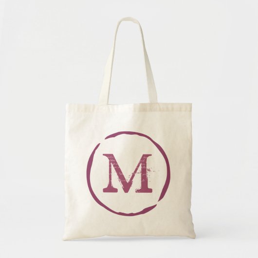 Tassen met vintage monogram en rode wijnvlek ring  (Voorkant)