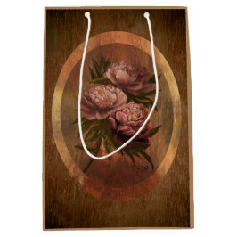 Tassen met vintage pioenrozen middelgroot cadeau medium cadeauzakje