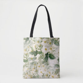 Tassen met vintage witte roos botanische esthetiek