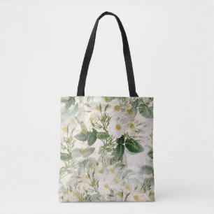 Tassen met vintage witte roos botanische esthetiek