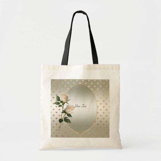 Tassen met witte rozen en gouden harten (Voorkant)
