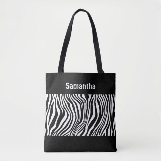Tassen met zwart-wit zebraprint en monogram (Voorkant)