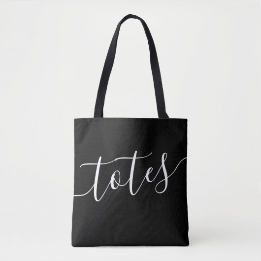 Tassen Script Funny Black en White Canvas tas (Voorkant)