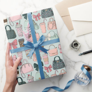 Tassen, strikken & lattes cadeaupapier