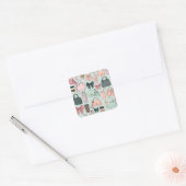 Tassen, strikken & lattes vierkante sticker (Envelop)