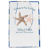 Tassen van papier met zanddollars en zeesterren vo medium cadeauzakje (Voorkant)