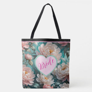 Tassenbruid met multi print van bloemige pioenroze tote bag