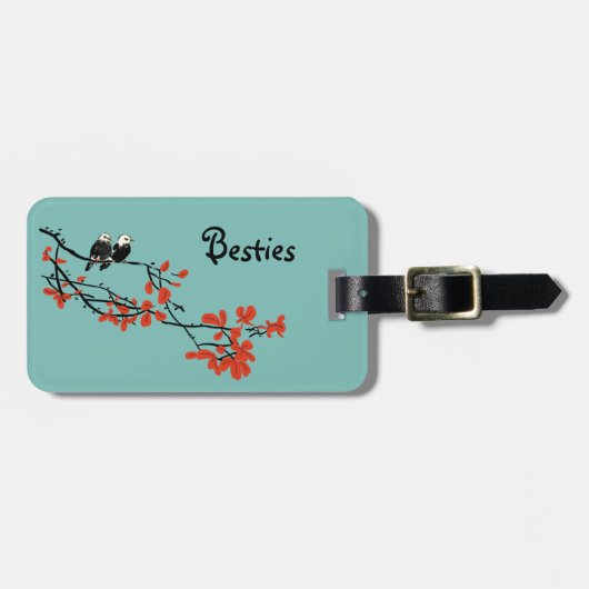 Tassenlabel 'Besties cadeau twee vogels op tak' Bagagelabel (Voorkant horizontaal)