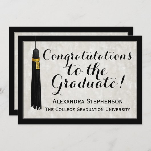 Tassle Gefeliciteerd Afstuderen de Korrel van het Kaart (Voorkant / Achterkant)