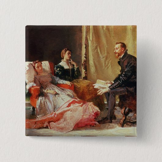 Tasso en Elenora D'Este Vierkante Button 5,1 Cm (Voorkant)
