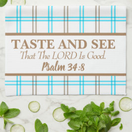 Taste And See That The LORD is Good, Blue & Coffee Theedoek