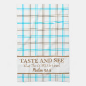 Taste And See That The LORD is Good, Blue & Coffee Theedoek (Verticaal)