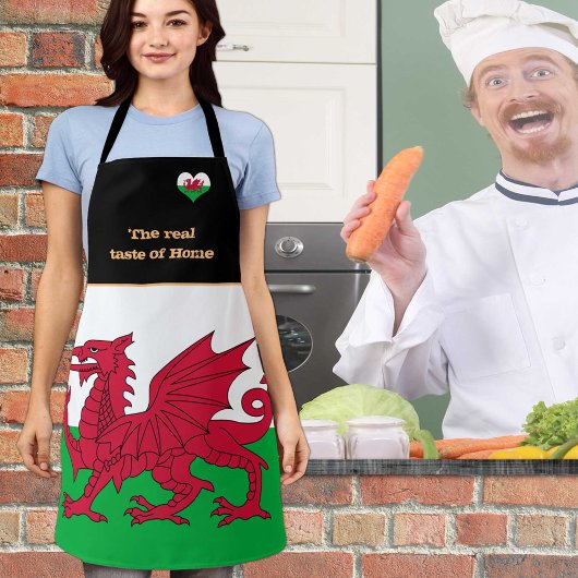 Taste of Home & Welsh Flag, Wales /Cymru Cooking Schort