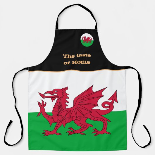 Taste of Home & Welsh Flag, Wales /Cymru Cooking Schort (Voorkant)