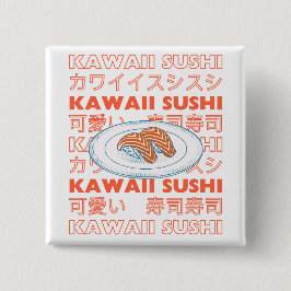 Taste of Japan Text & Sushi Vierkante Button 5,1 Cm