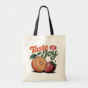 Taste of Joy Retro Sinaasappel Aardbei Shirt Tote Bag