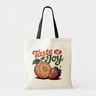 Taste of Joy Retro Sinaasappel Aardbei Shirt Tote Bag