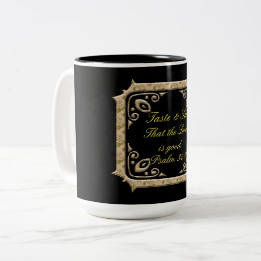 Taste & Zie dat de Heer goed is. 34:8 Tweekleurige Koffiemok (Voorkant links)