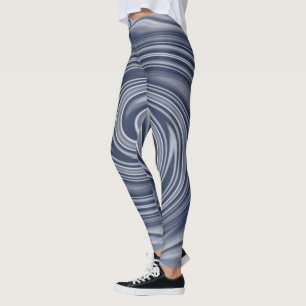 Tasteful White Monochrome Blurred Spiral Effect Le Leggings