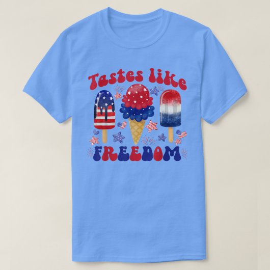 Tastjes als een vrije Funny Popsicle 4e juli Red W T-shirt (Design voorkant)