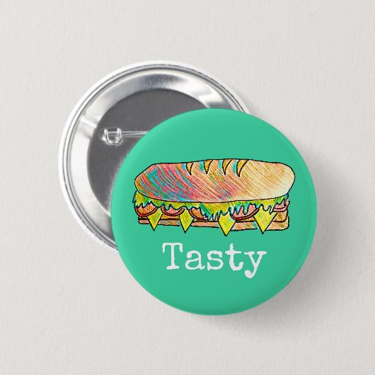 Tastte onderbroodje schattig eten ronde button 5,7 cm (Voorkant /achterkant)