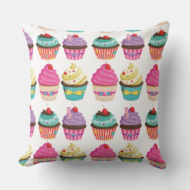 Tasty aardbery Cupcake Pattern Pillow Kussen (Voorkant)