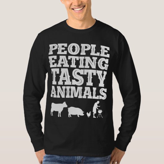 Tasty BBQ, mensen die asty dieren eten T-shirt (Voorkant)