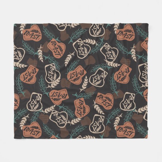 Tasty Bread Toast Pattern in Black Background Fleece Deken (Voorkant (Horizontaal))