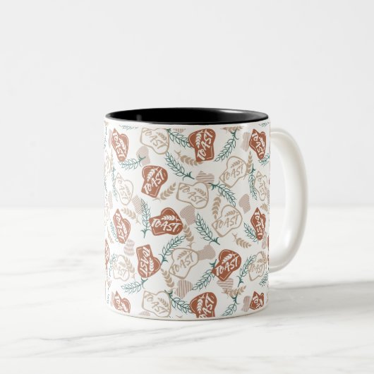 Tasty Bread Toast Pattern Tweekleurige Koffiemok (Voorkant rechts)