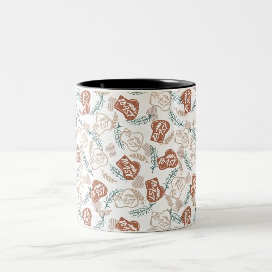 Tasty Bread Toast Pattern Tweekleurige Koffiemok (Center)