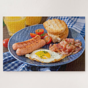 Tasty Breakfast Bacon Eggs Food Rustic Legpuzzel