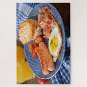 Tasty Breakfast Bacon Eggs Food Rustic Legpuzzel (Verticaal)