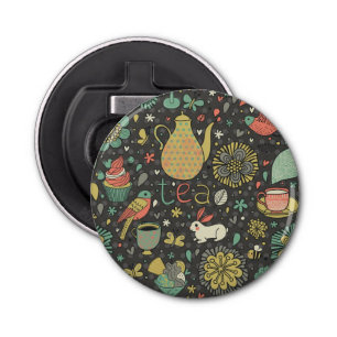 Tasty bright Tea Card Button Flesopener
