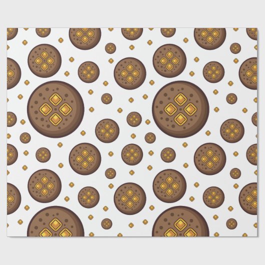 Tasty chocolate chip cookies seamless pattern cadeaupapier (Vlak)