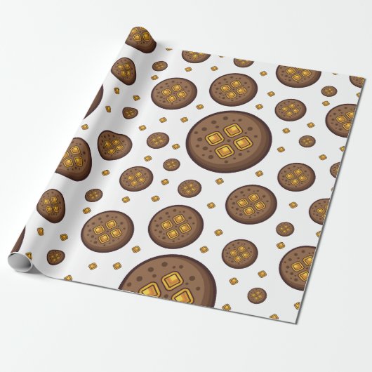 Tasty chocolate chip cookies seamless pattern cadeaupapier (Uitgerold)