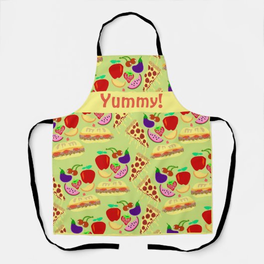 Tasty Cute Food Yellow Fun Cartoon Pattern Schort (Voorkant)