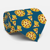 Tasty italiaanse pizza patroon blauwgroen blauw stropdas (Opgerold)