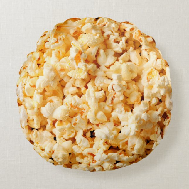 Tasty popcorn op de hele achtergrond. Eten  Rond Kussen (Voorkant)