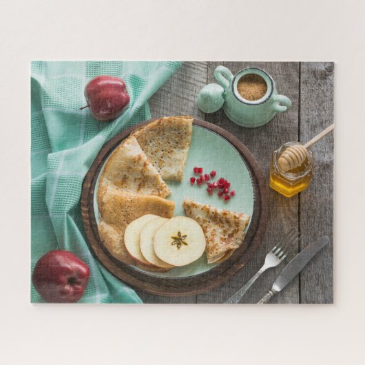 Tasty Rustic Breakfast Crepes Apples Honey Food Legpuzzel (Horizontaal)
