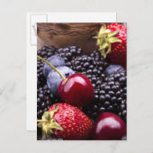 Tasty Summer Fruits on a Wooden Table Briefkaart (Voorkant / Achterkant)