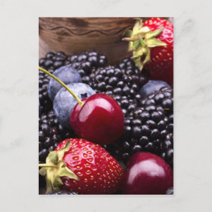 Tasty Summer Fruits on a Wooden Table Briefkaart