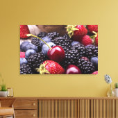 Tasty Summer Fruits on a Wooden Table Canvas Afdruk (Insitu (Woonkamer))