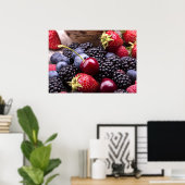 Tasty Summer Fruits on a Wooden Table Poster (Thuiskantoor)