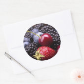 Tasty Summer Fruits on a Wooden Table Ronde Sticker (Envelop)