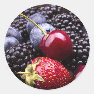 Tasty Summer Fruits on a Wooden Table Ronde Sticker