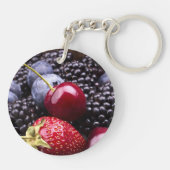 Tasty Summer Fruits on a Wooden Table Sleutelhanger (Achterkant)