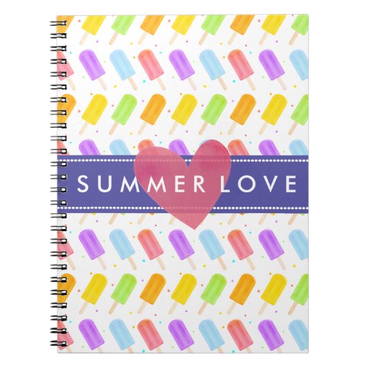 Tasty Summer Waterverf Popsicle Patroon Notitieboek (Voorkant)
