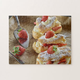 Tasty Sweet Strawberry Eclairs Pastry Summer Food Legpuzzel